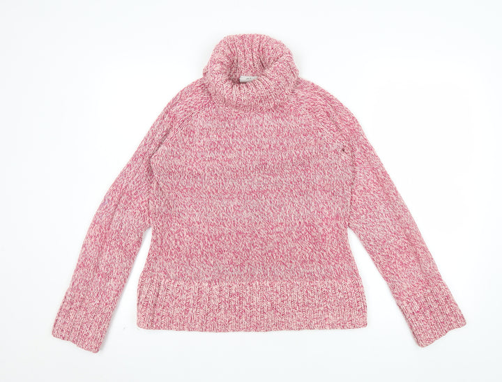 Next Women Pink Roll Neck Chunky Knit Jumper UK 12 Long Sleeve