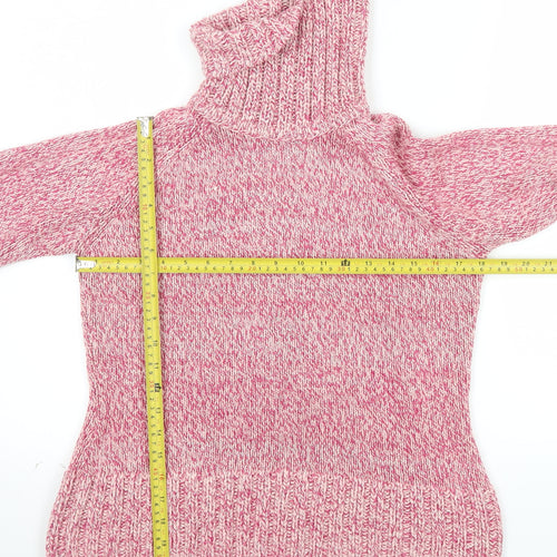 Next Women Pink Roll Neck Chunky Knit Jumper UK 12 Long Sleeve