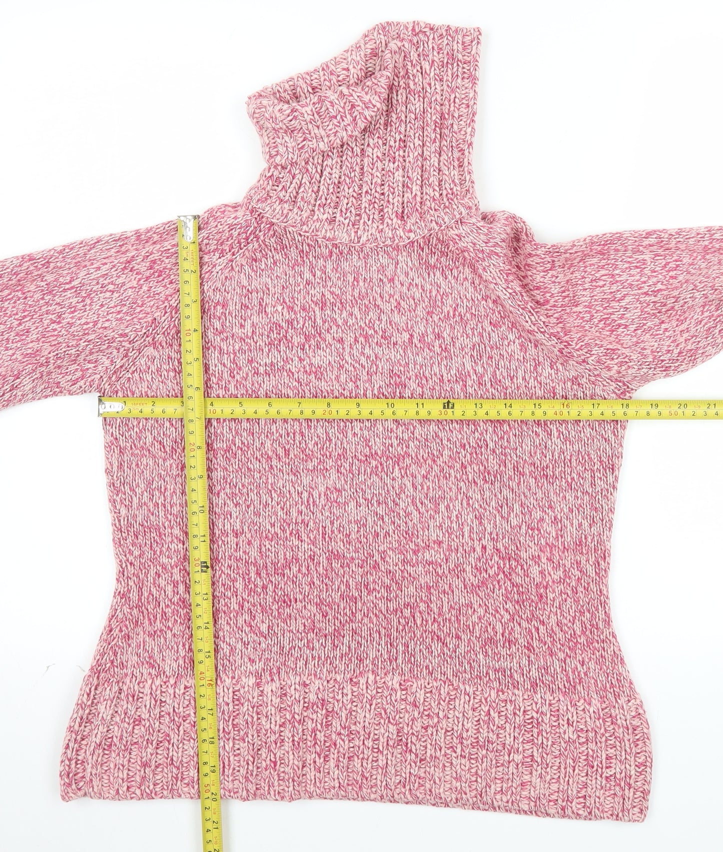 Next Women Pink Roll Neck Chunky Knit Jumper UK 12 Long Sleeve