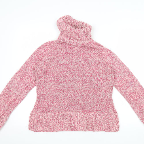 Next Women Pink Roll Neck Chunky Knit Jumper UK 12 Long Sleeve