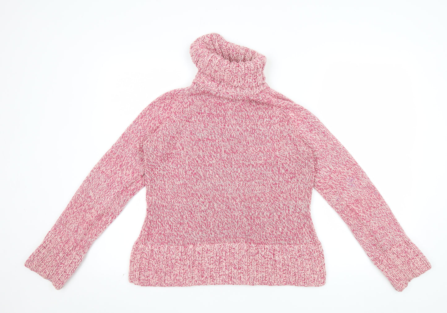 Next Women Pink Roll Neck Chunky Knit Jumper UK 12 Long Sleeve