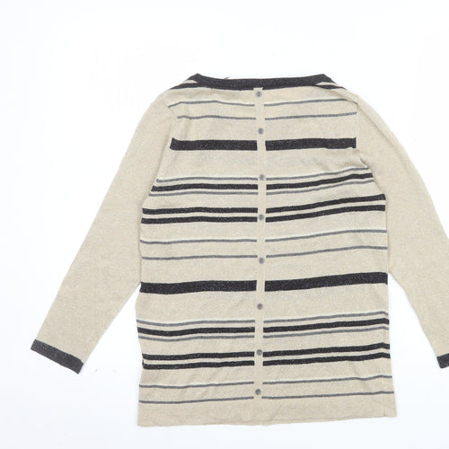 Monsoon Women Beige Striped Knit Long Sleeve Top Size 10