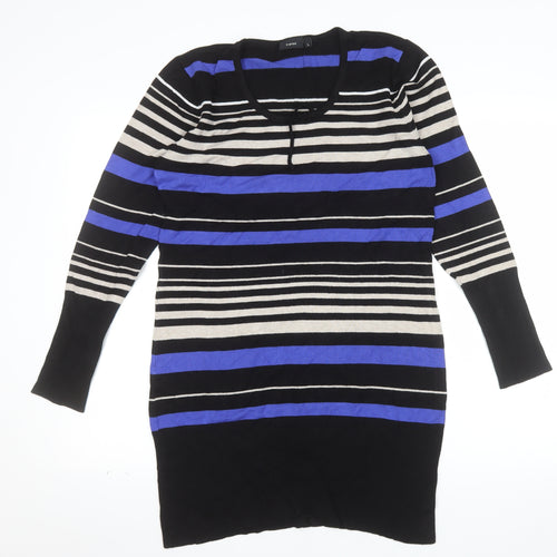 Fransa Women's Multicoloured Striped Long Sleeve Pullover Jumper L