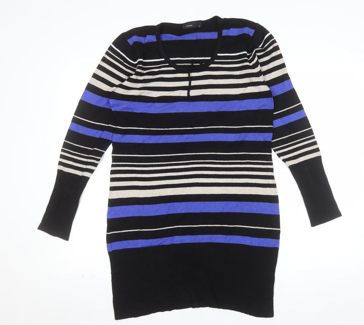 Fransa Women's Multicoloured Striped Long Sleeve Pullover Jumper L