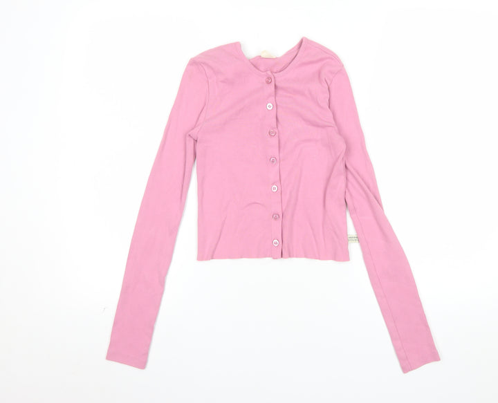 Urban Outfitters Womens Pink XS Cropped Button-Up Cotton Cardigan