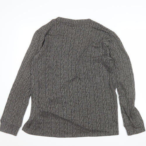 DAGi Women Grey Cable-Knit V-Neck Long Sleeve Jumper XL