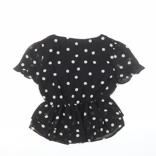 Pimkie Women’s Black Polka Dot Chiffon Tunic Blouse XS