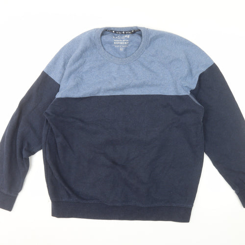 FatFace Men's Blue XL Colour Block Crew Neck Sweatshirt