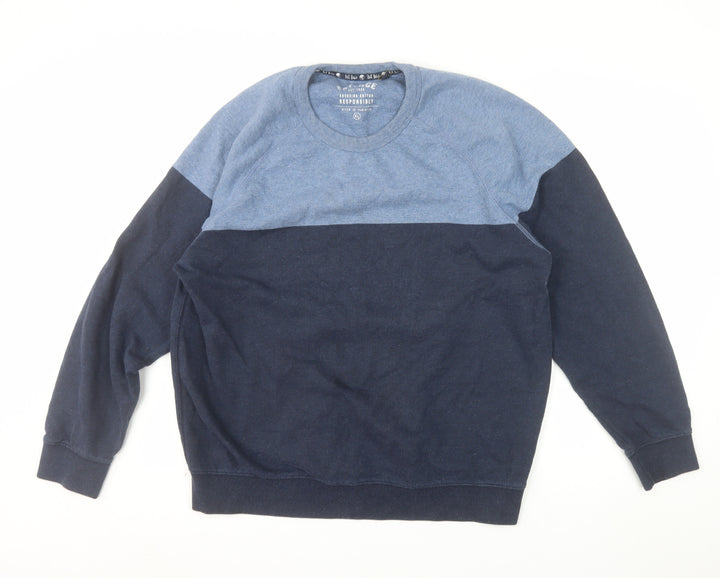FatFace Men's Blue XL Colour Block Crew Neck Sweatshirt
