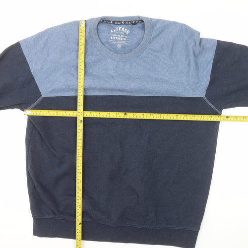 FatFace Men's Blue XL Colour Block Crew Neck Sweatshirt
