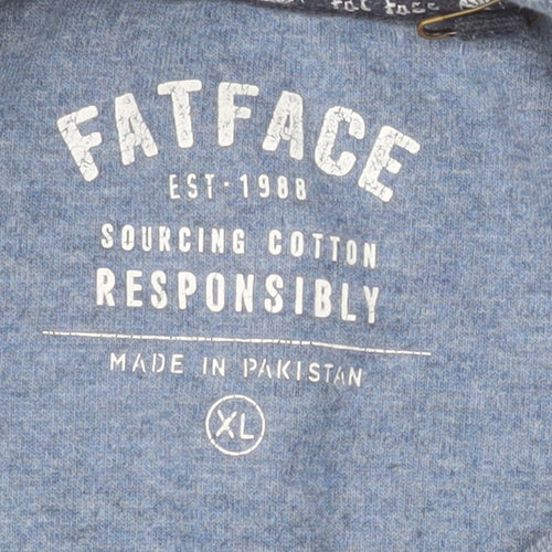 FatFace Men's Blue XL Colour Block Crew Neck Sweatshirt