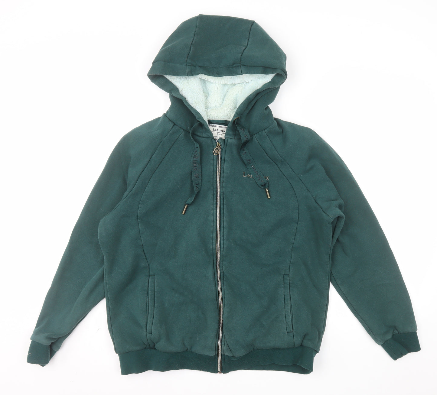 LeMieux Womens Green Full Zip Hooded Sweatshirt UK16 Lined Fleece