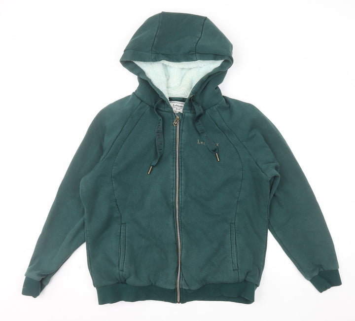 LeMieux Womens Green Full Zip Hooded Sweatshirt UK16 Lined Fleece