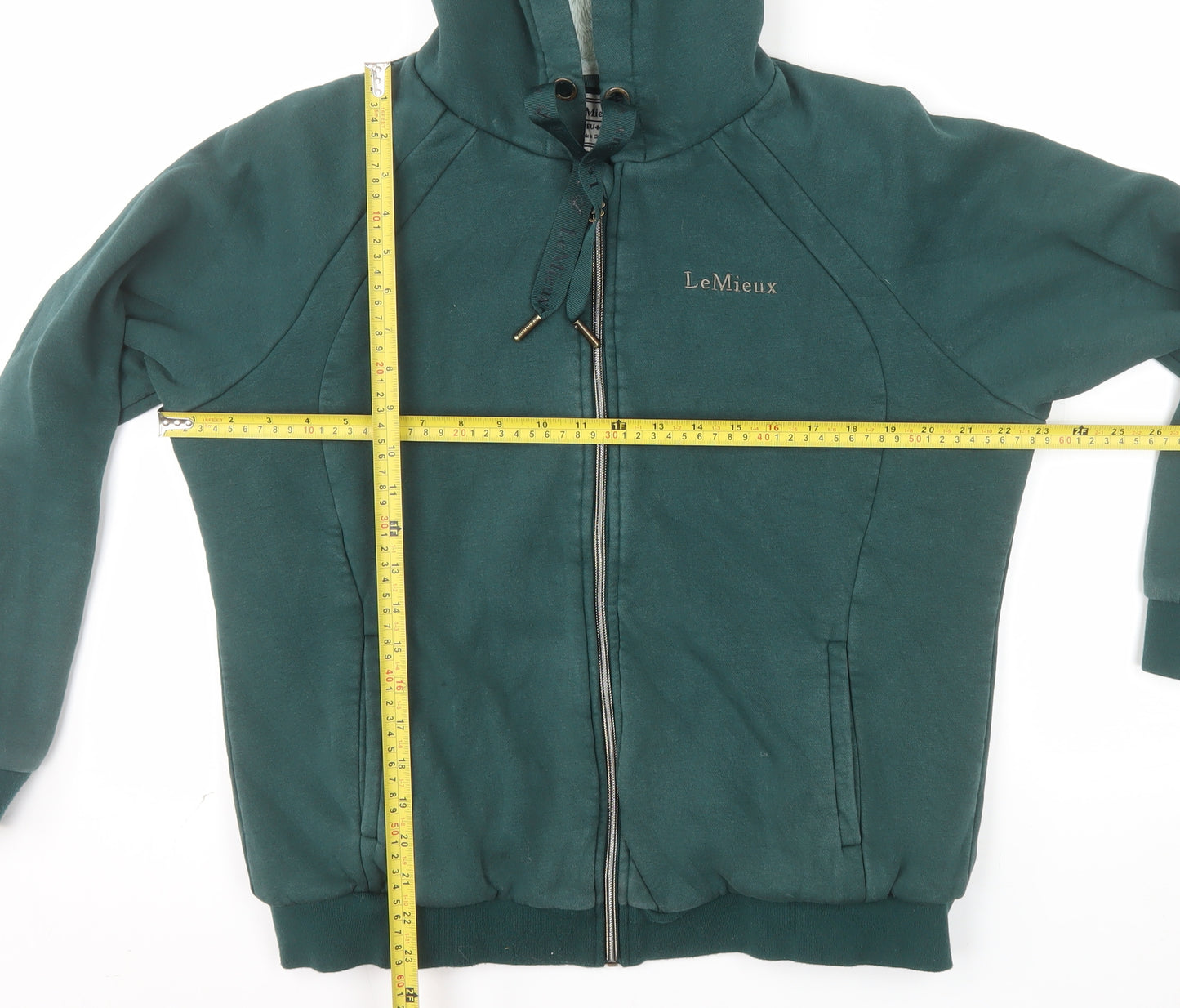 LeMieux Womens Green Full Zip Hooded Sweatshirt UK16 Lined Fleece