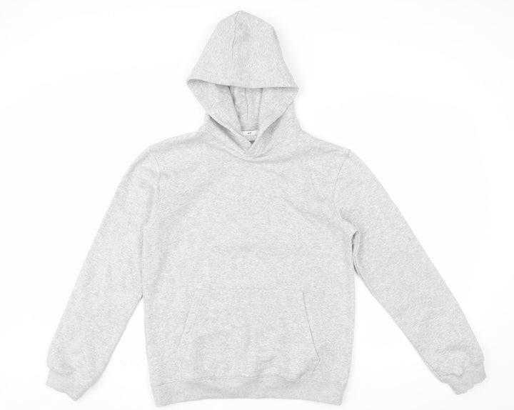 H&M Girls Grey Pullover Fleece Hoodie 13-14 Years Regular Fit