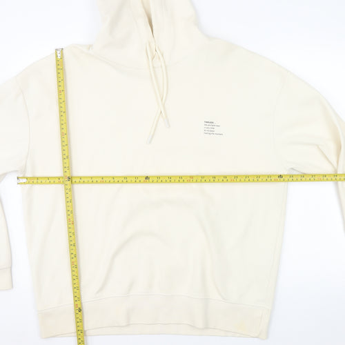 ZARA Womens Beige Pullover Hoodie Size 14 Cotton Blend Casual