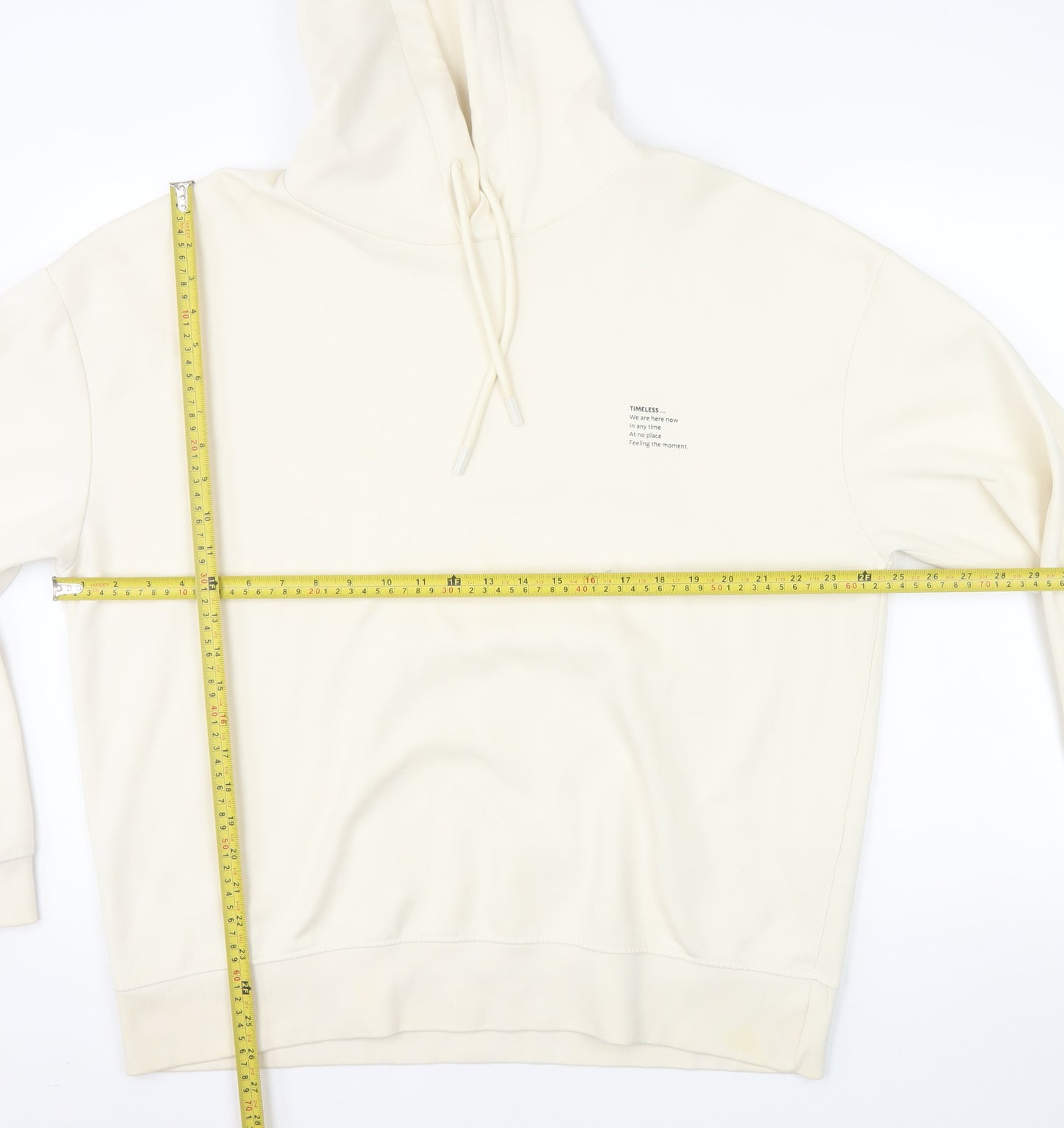 ZARA Womens Beige Pullover Hoodie Size 14 Cotton Blend Casual