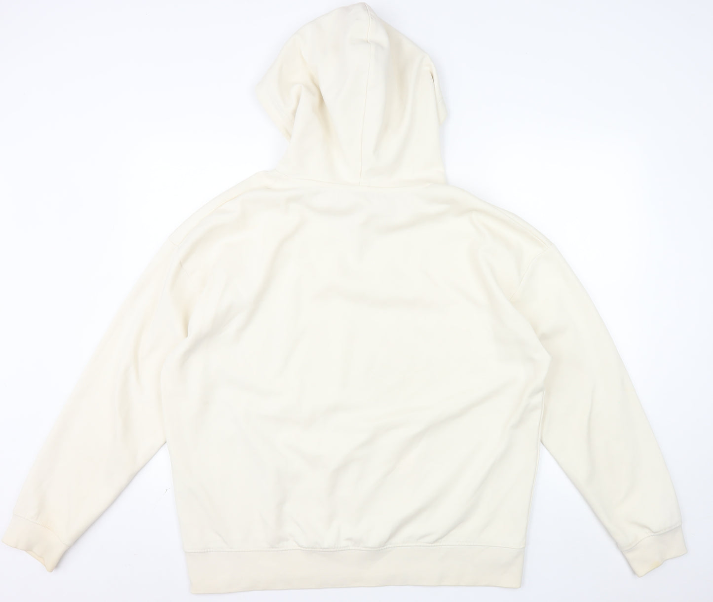 ZARA Womens Beige Pullover Hoodie Size 14 Cotton Blend Casual