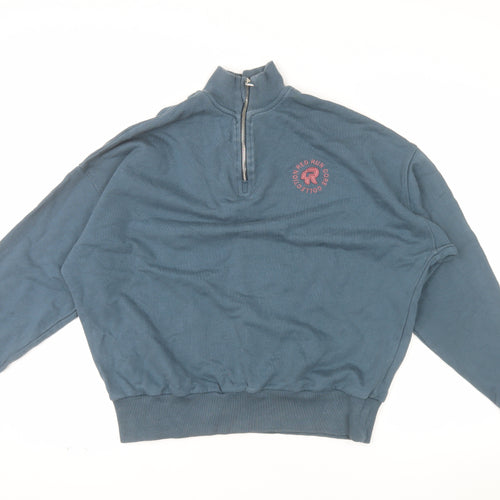 Red Run Womens Blue 1/4 Zip Sweatshirt XS Cotton Blend Casual