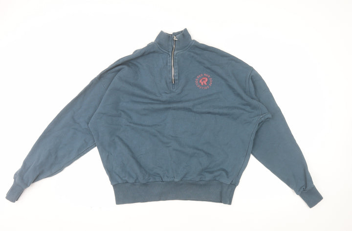 Red Run Womens Blue 1/4 Zip Sweatshirt XS Cotton Blend Casual
