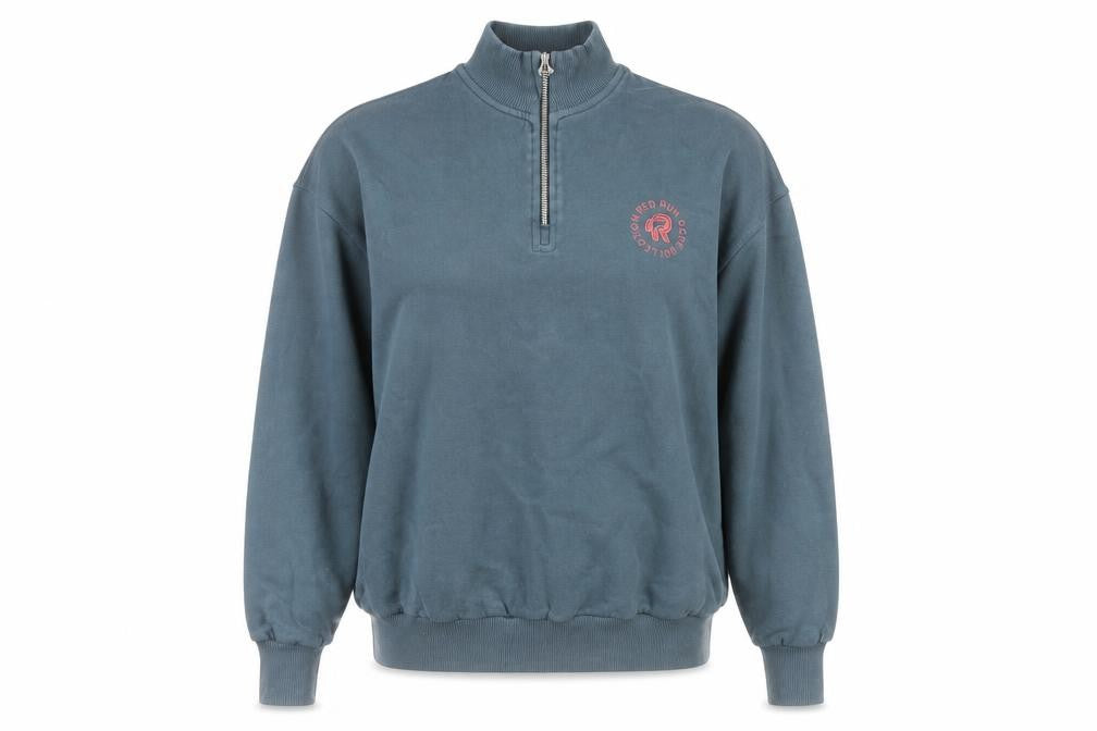 Red Run Womens Blue 1/4 Zip Sweatshirt XS Cotton Blend Casual