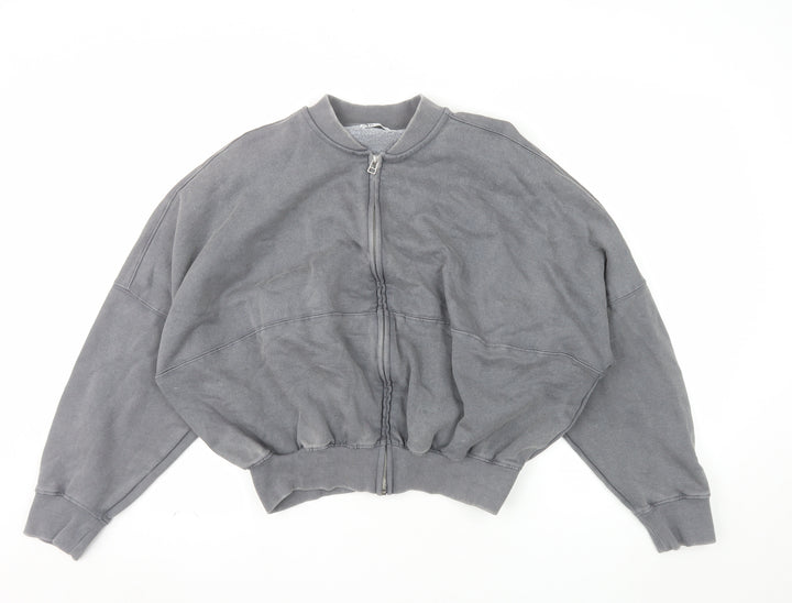 ZARA Womens Grey Full Zip Sweatshirt Size 10 Relaxed Fit