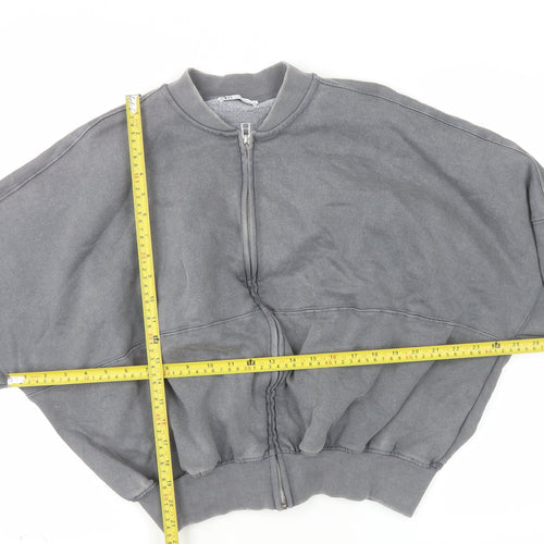ZARA Womens Grey Full Zip Sweatshirt Size 10 Relaxed Fit