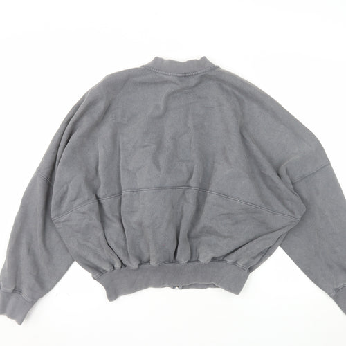 ZARA Womens Grey Full Zip Sweatshirt Size 10 Relaxed Fit