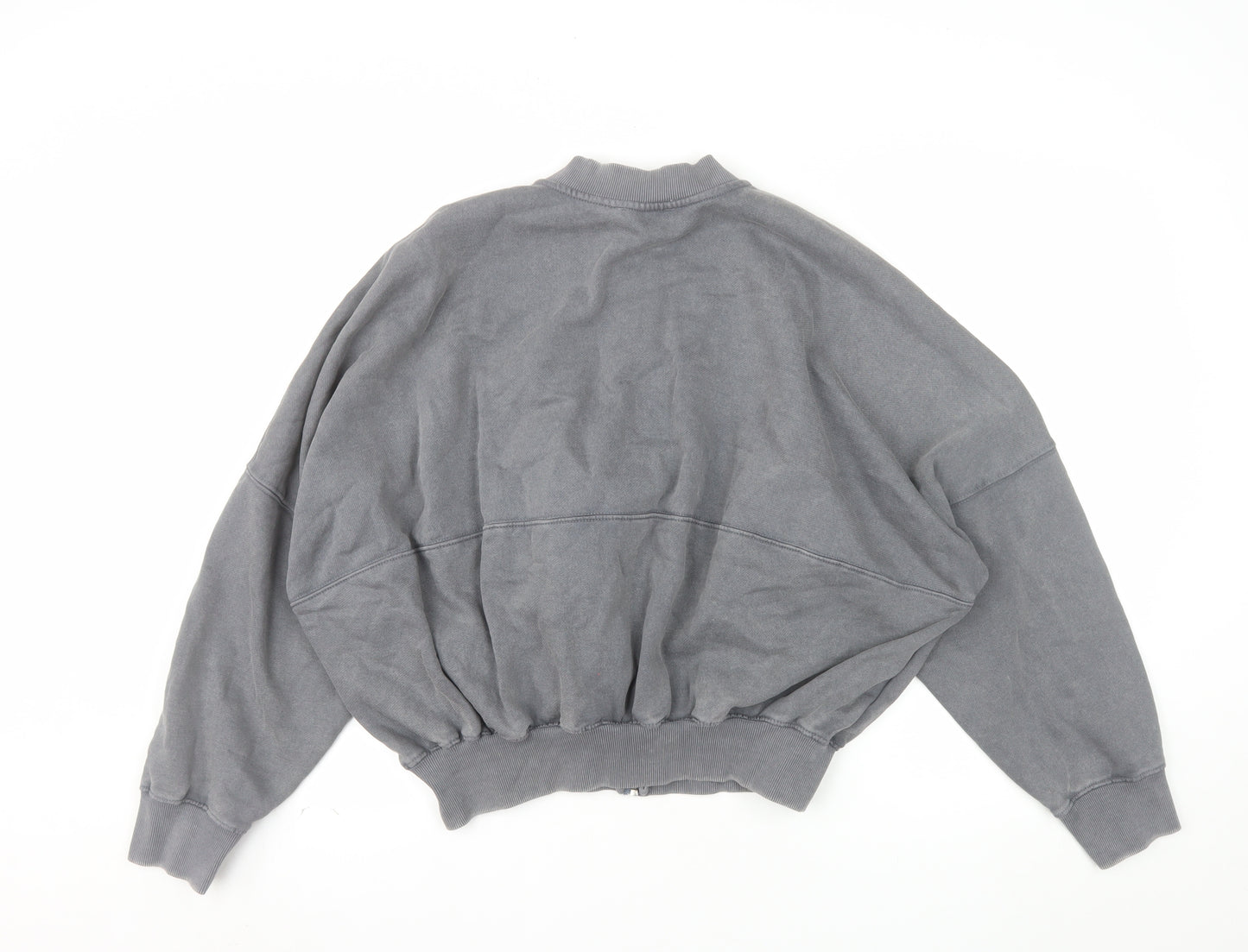 ZARA Womens Grey Full Zip Sweatshirt Size 10 Relaxed Fit