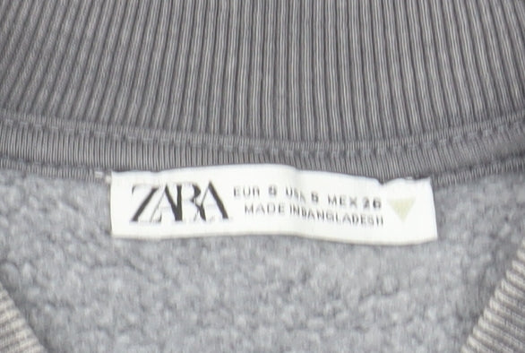 ZARA Womens Grey Full Zip Sweatshirt Size 10 Relaxed Fit
