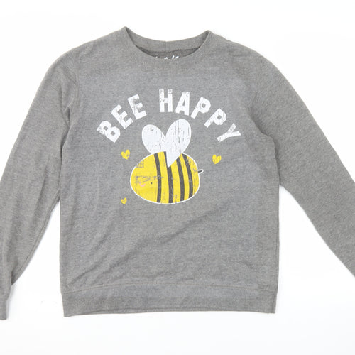 Batch1 Women's Grey Bee Happy Pullover Sweatshirt Size M