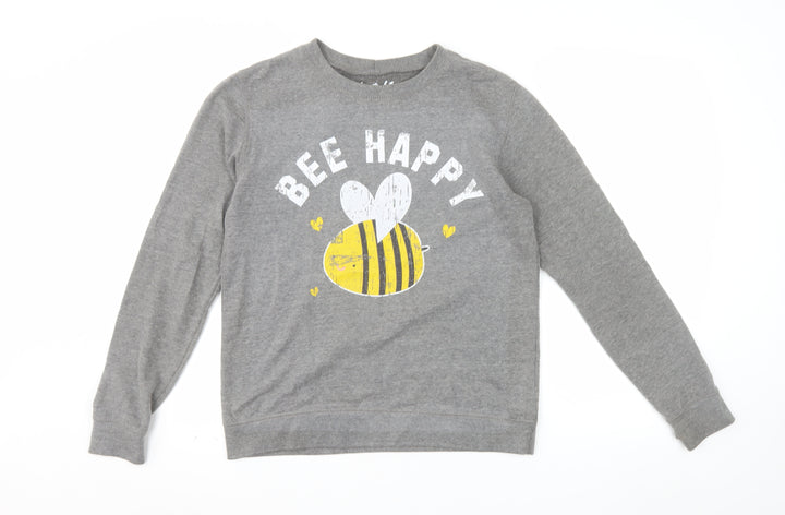 Batch1 Women's Grey Bee Happy Pullover Sweatshirt Size M