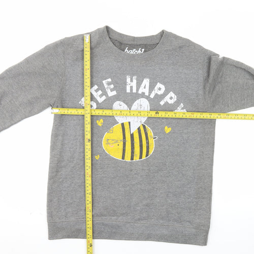 Batch1 Women's Grey Bee Happy Pullover Sweatshirt Size M