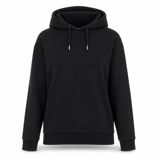 Front view of ASOS DESIGN Women's Black Pullover Hoodie, size M, Cotton Blend