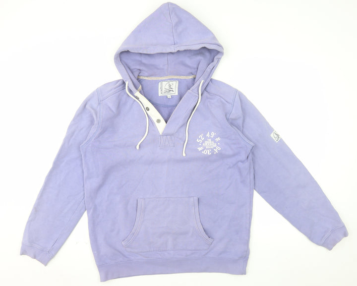 Lazy Jacks Womens Lilac Hooded Henley Sweatshirt S 100% Cotton