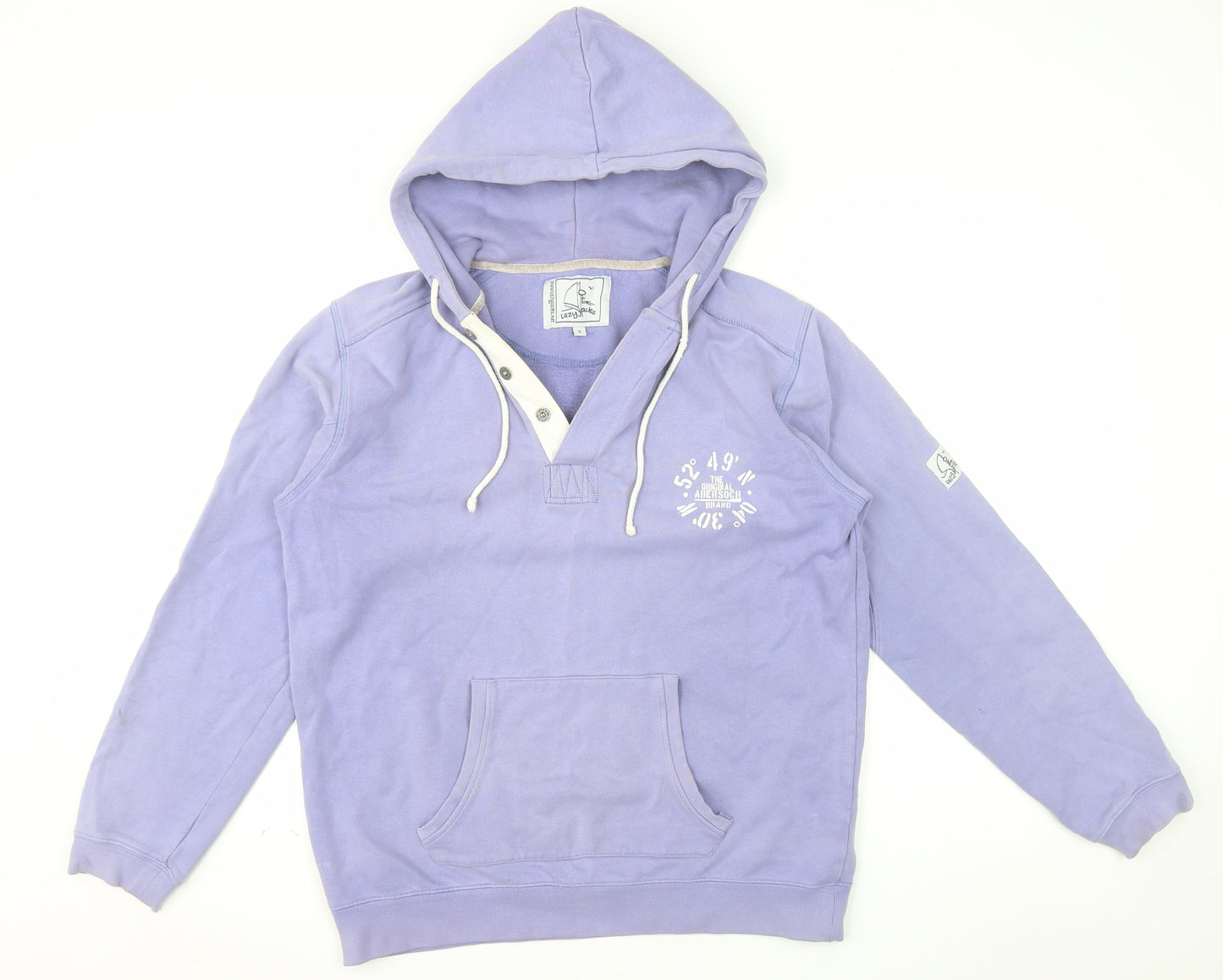 Lazy Jacks Womens Lilac Hooded Henley Sweatshirt S 100% Cotton