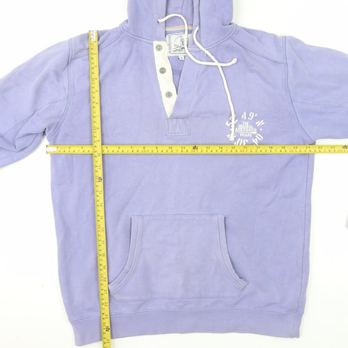 Lazy Jacks Womens Lilac Hooded Henley Sweatshirt S 100% Cotton