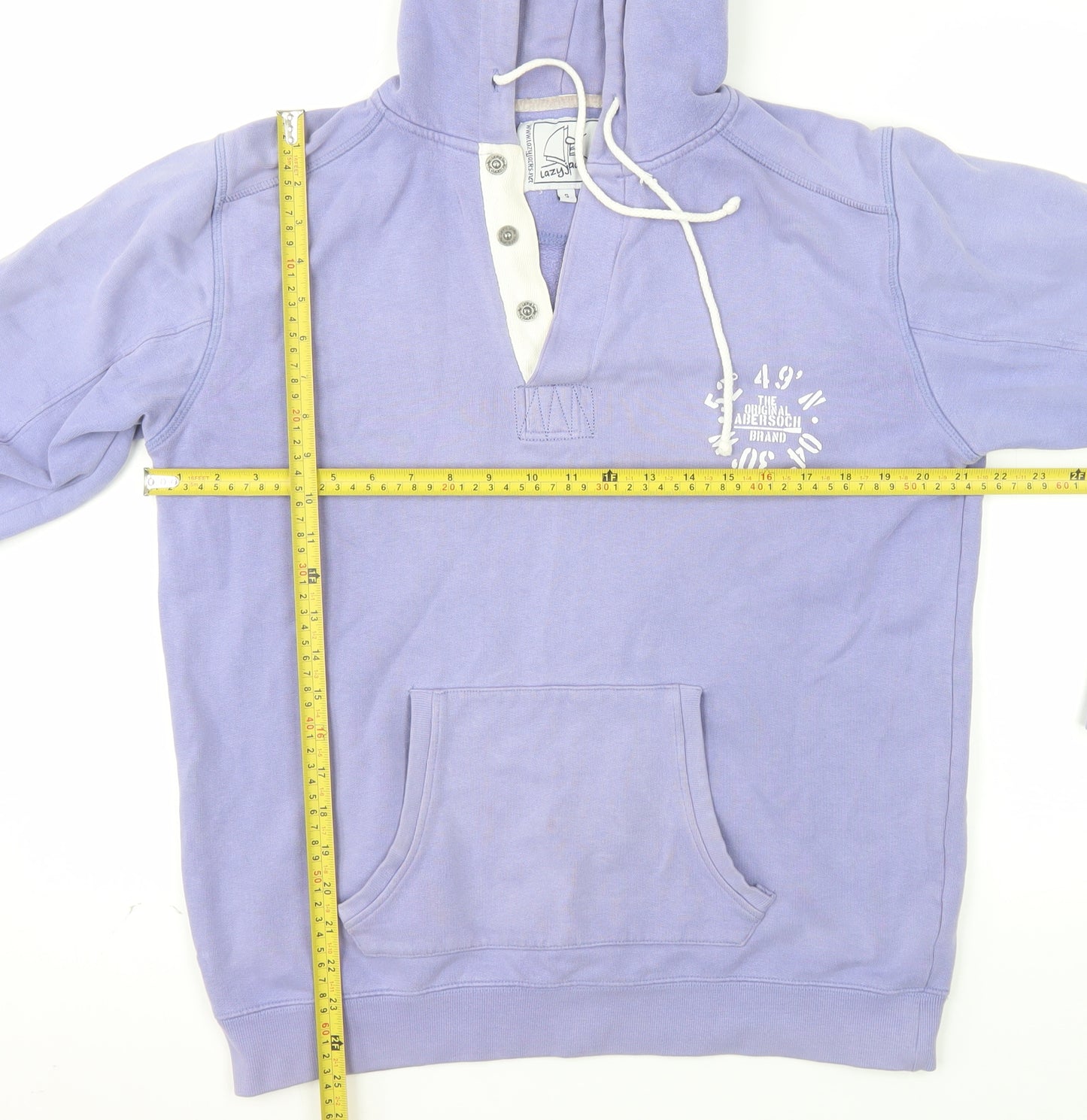 Lazy Jacks Womens Lilac Hooded Henley Sweatshirt S 100% Cotton