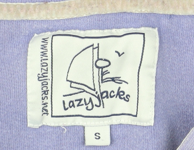 Lazy Jacks Womens Lilac Hooded Henley Sweatshirt S 100% Cotton
