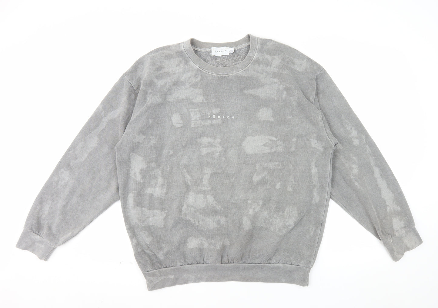 Topman Men’s Grey Zürich Graphic Pullover Sweatshirt Size S