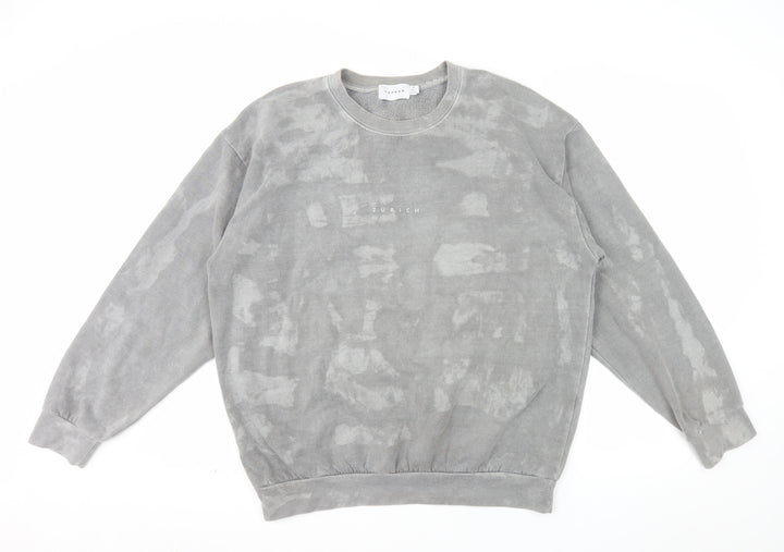Topman Men’s Grey Zürich Graphic Pullover Sweatshirt Size S