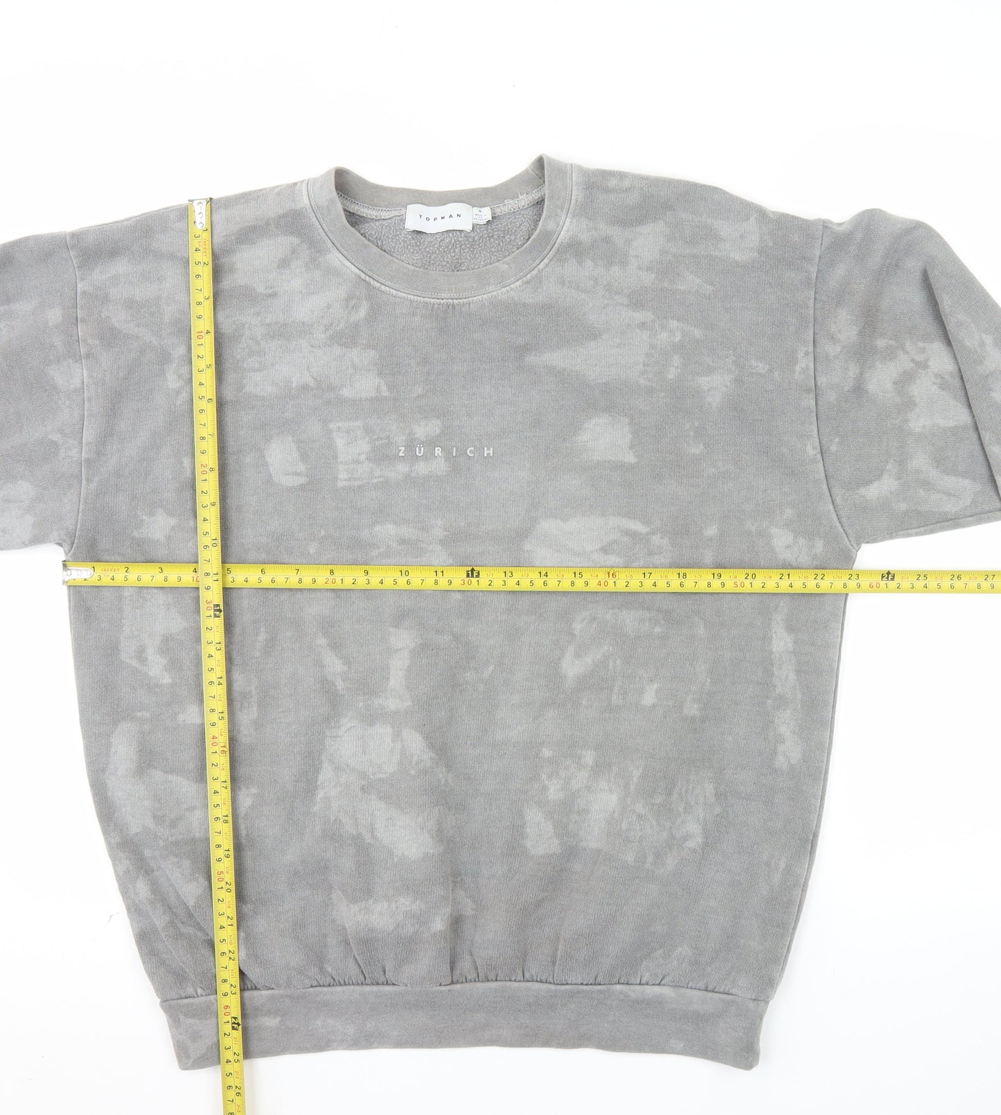 Topman Men’s Grey Zürich Graphic Pullover Sweatshirt Size S
