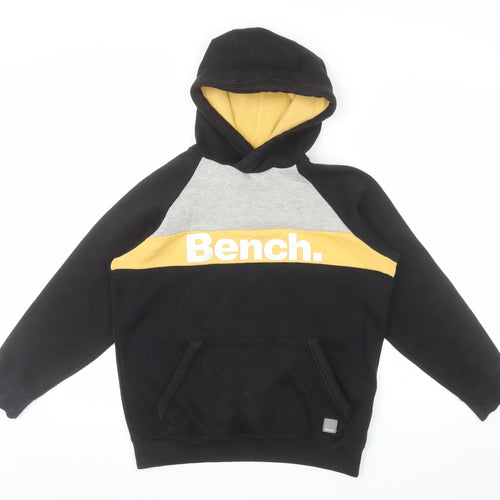 Bench Boys Black Yellow Colourblock Pullover Hoodie Age 13 Cotton Blend