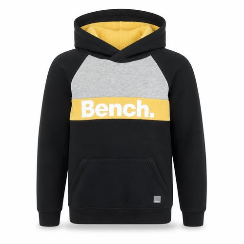 Bench Boys Black Yellow Colourblock Pullover Hoodie Age 13 Cotton Blend