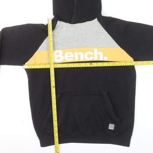 Bench Boys Black Yellow Colourblock Pullover Hoodie Age 13 Cotton Blend