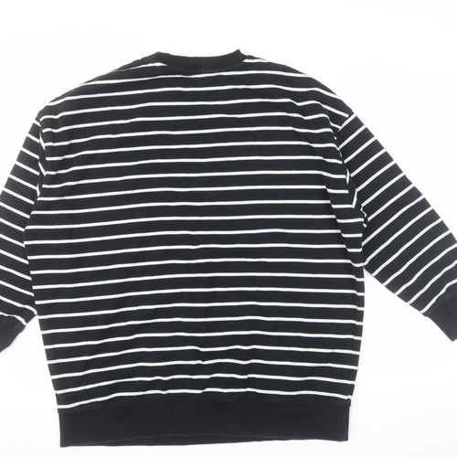 Tu Woman Black & White Striped Cotton Pullover Sweatshirt M