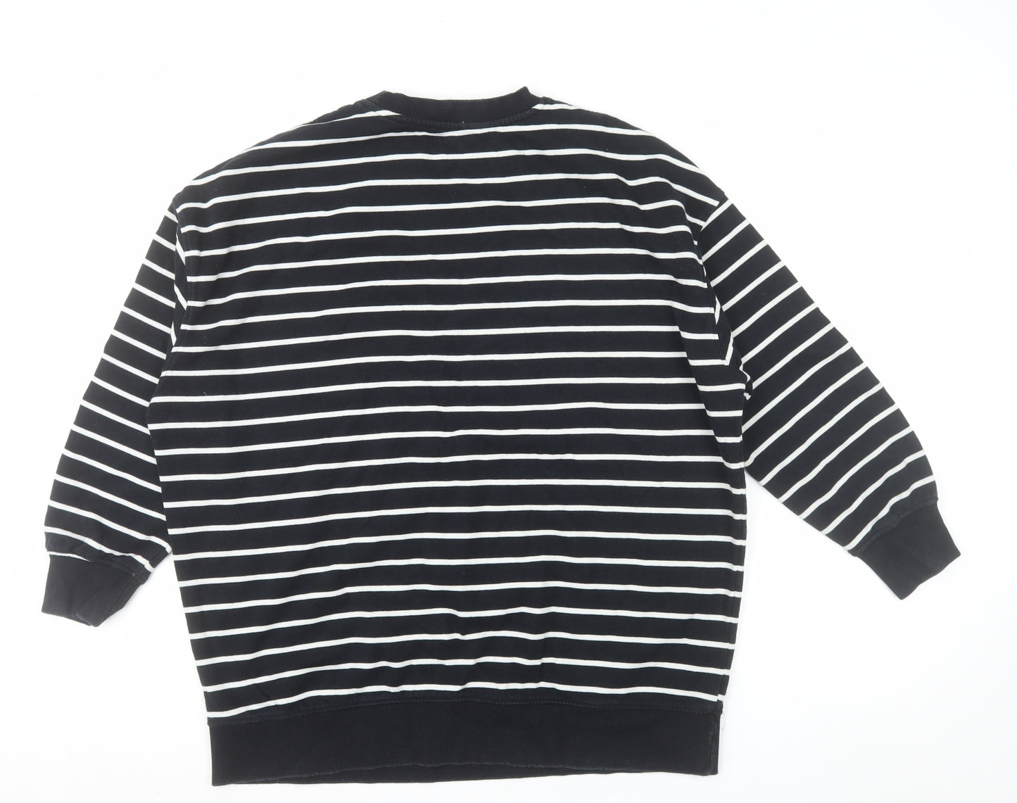 Tu Woman Black & White Striped Cotton Pullover Sweatshirt M