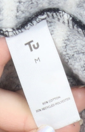 Tu Woman Black & White Striped Cotton Pullover Sweatshirt M