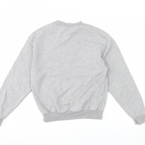Monki Women Grey TOKYO Cat Print Pullover Sweatshirt XXS
