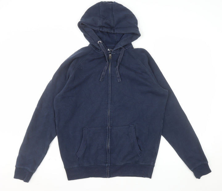 Tu Men Blue Full Zip Hoodie Size S Cotton Blend